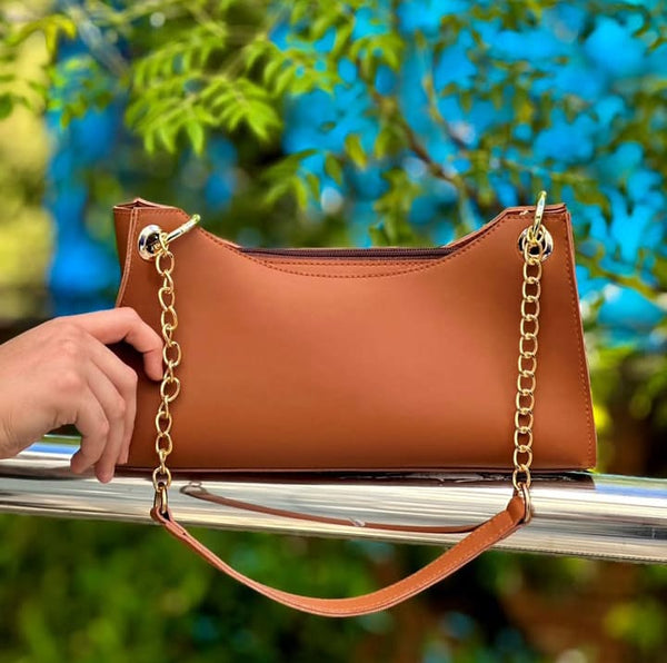 Henosis Plain Hobo Bag with Golden Chain – | Only 1999 Rs